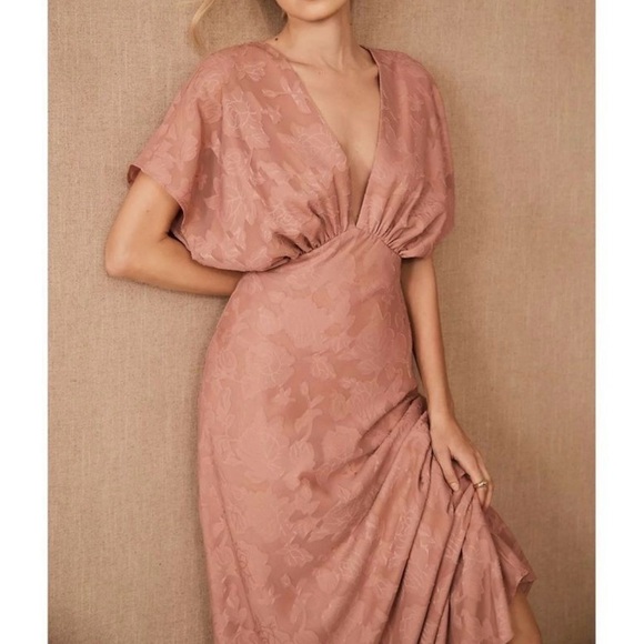 Anthropologie Hutch Lindy Dress in Sedona Textured Floral Draped Bodice Formal 4 - Picture 3 of 15